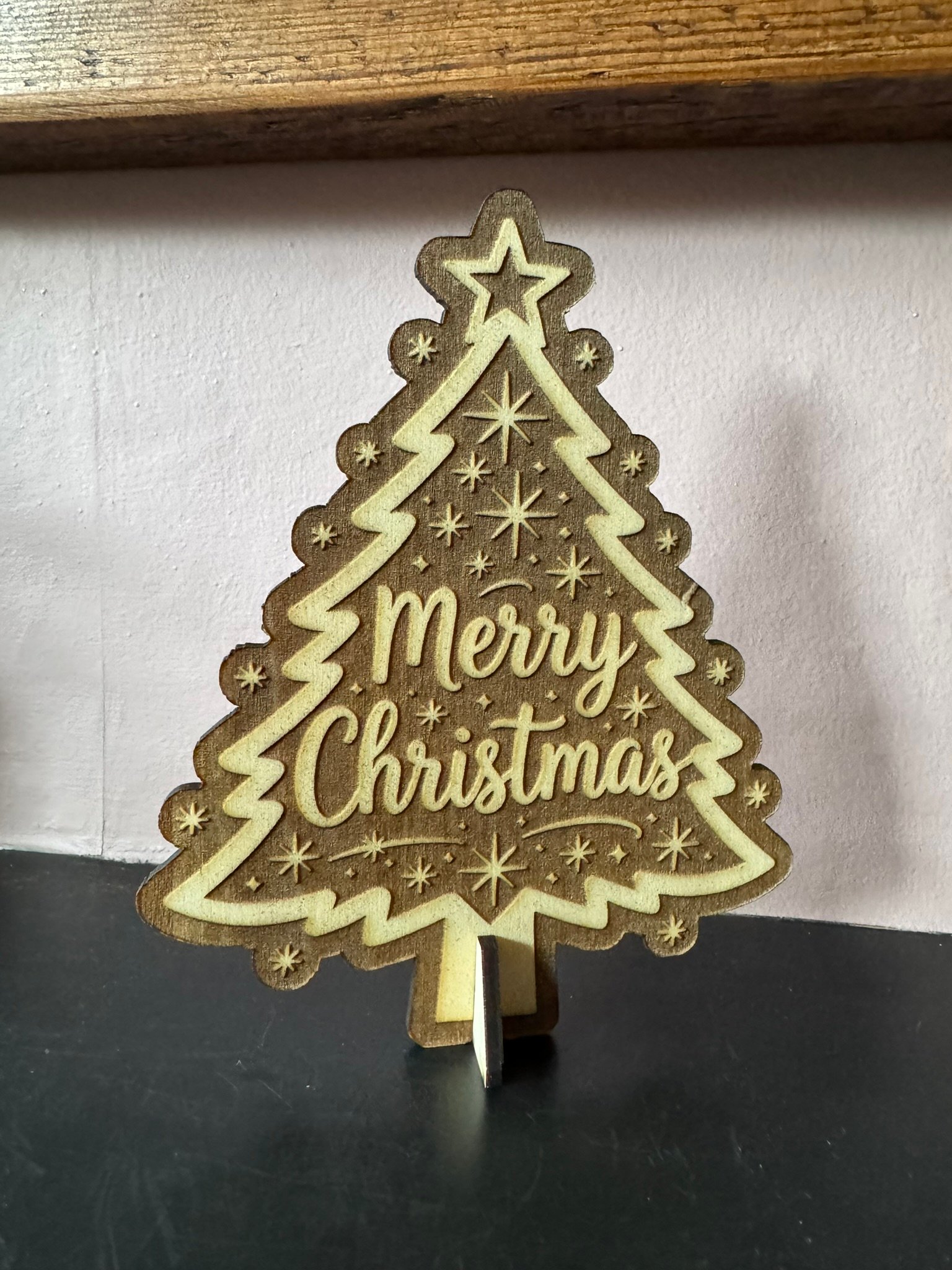 Merry Christmas tree-shaped sign